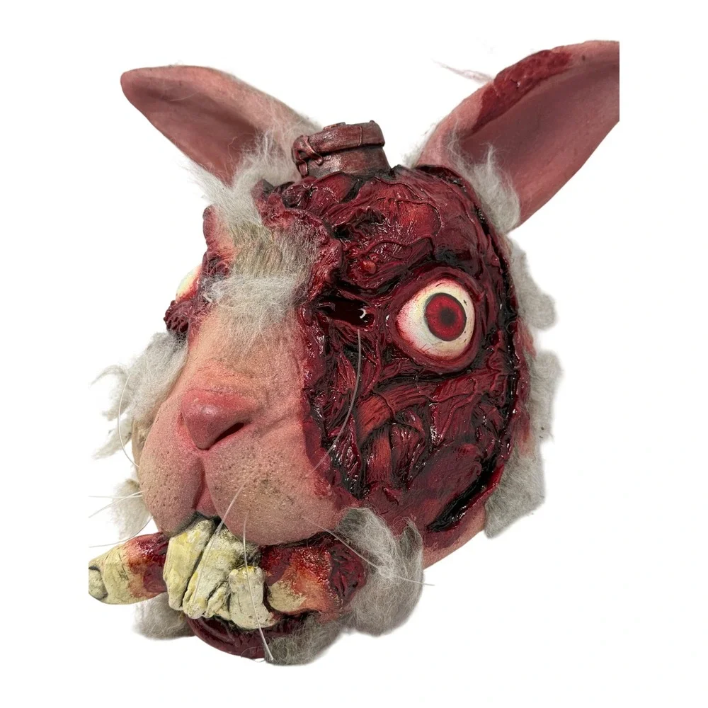 Zombie Rabbit Horror Mask Killer Bunny Gore Latex Halloween Prop Handmade